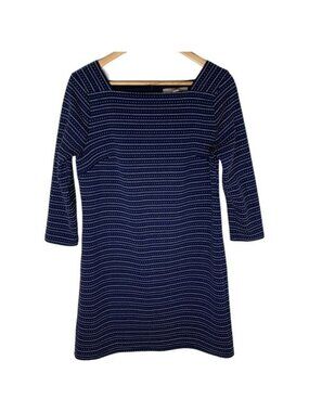 LOFT Navy Stripe Shift Dress Womens Small Knit Stretch Work Casual